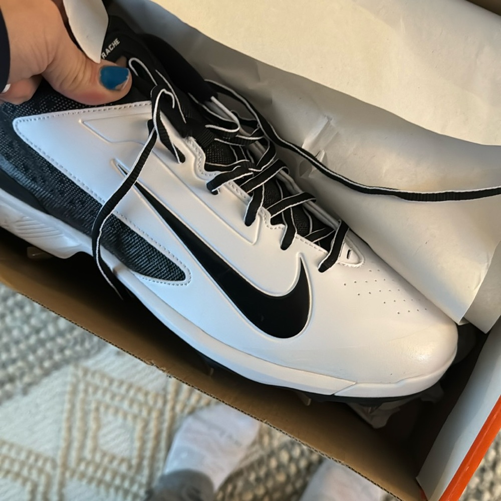 New Nike Black and White Cleats size 12